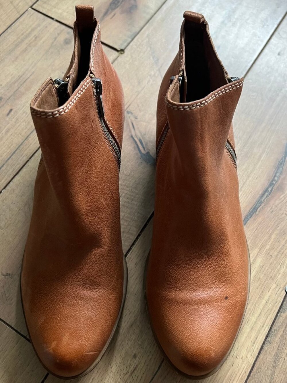 Lucky Brand Basel Leather Ankle Booties Brown Women’s Size 9 M / 40